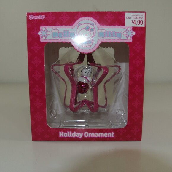HELLO KITTY Vintage Christmas Decoration Ornament In Original Box Pink Star - Picture 3 of 4
